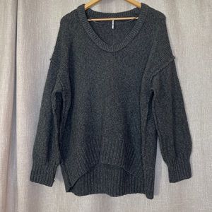 Free People Oversized Chunky Knit Sweater With Scoop Neckline Color Gray Size XS
